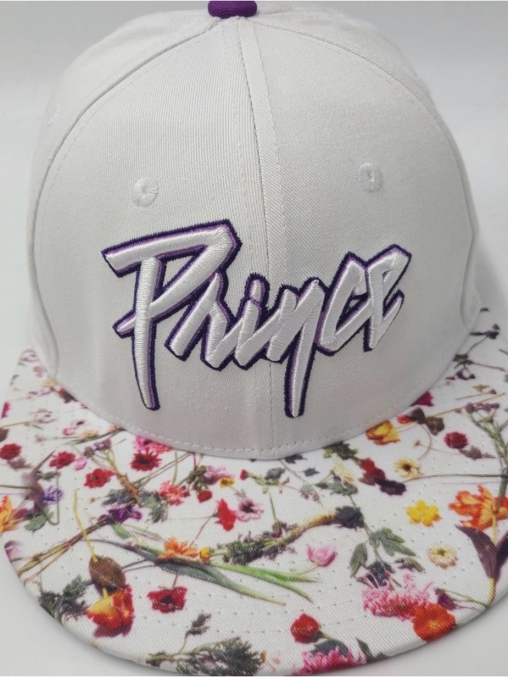 Minnesota Twins Prince White Floral Brim Snapback Hat with Purple Script